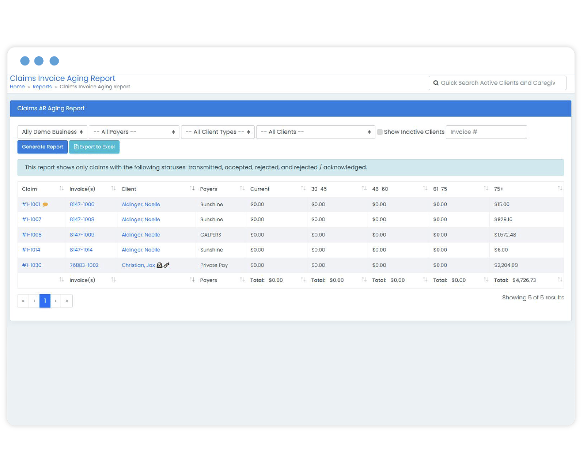 Claims-Invoice-Aging-Report